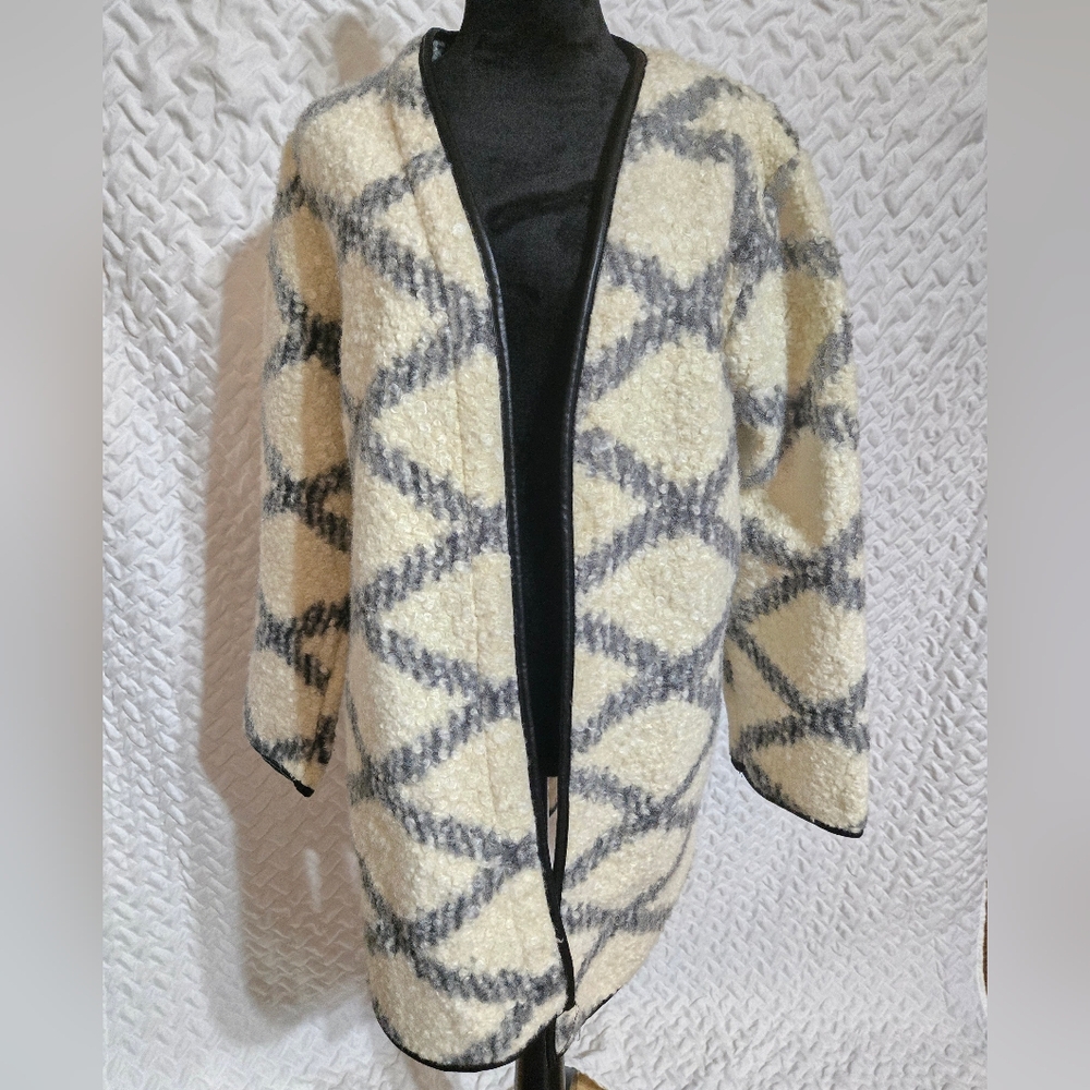 Ava & Viv Faux Leather and Faux Wool Soft Open Cardigan Size 1x